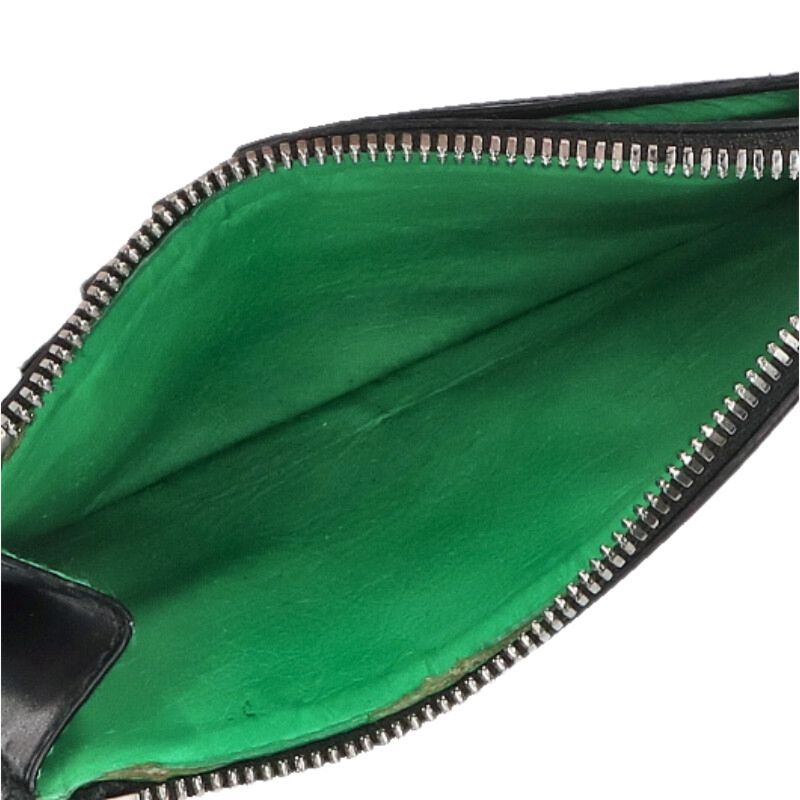Balenciaga Leather Wallet Black x Green