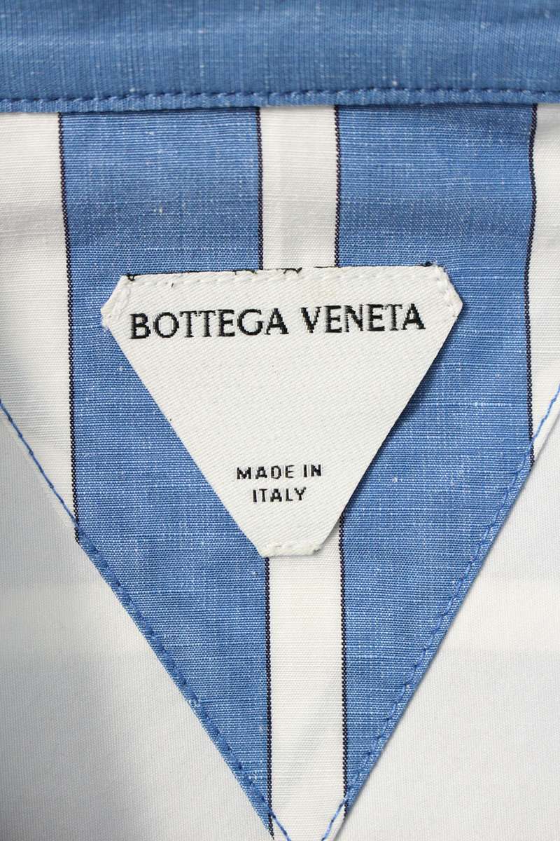 Bottega Veneta 23AW Cotton Striped Long Sleeve Shirt Blue x White Size 46