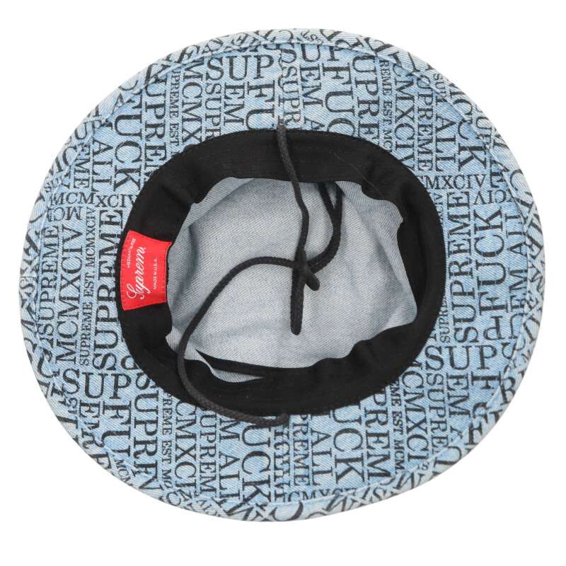 Supreme 15AW Fuck'Em All Denim Boonie Hat Blue US 32