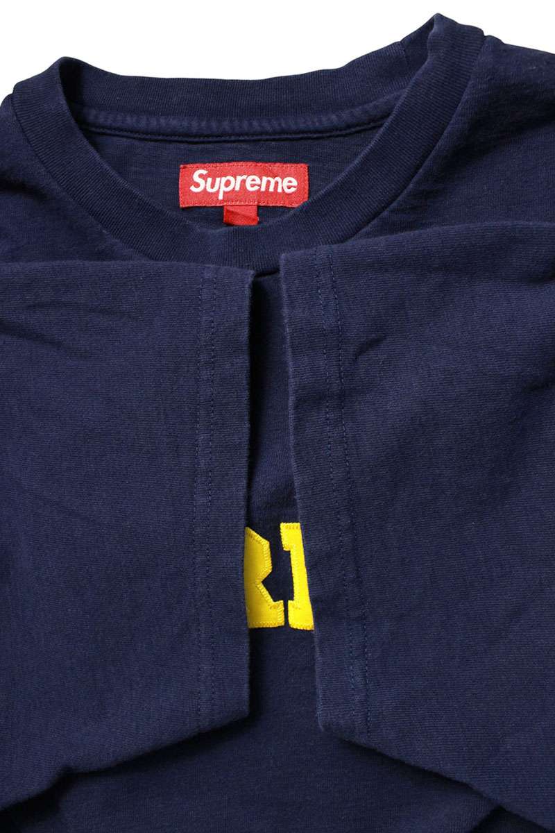 Supreme 23AW Collegiate S S Top College Logo T-Shirt Blue x Yellow Size L
