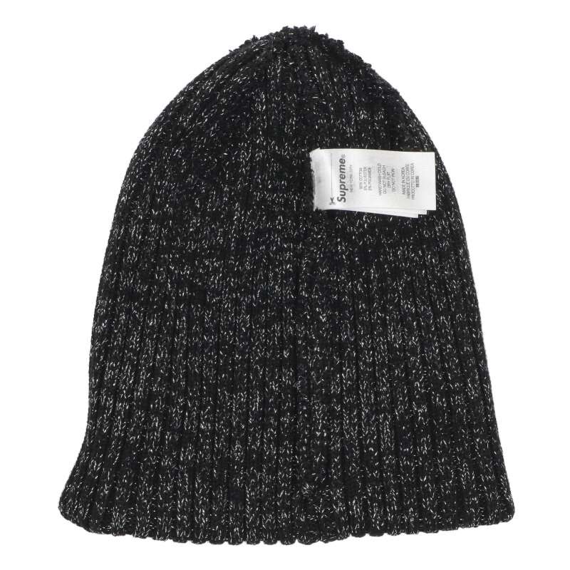 Supreme 25SS Logo Patch Beanie Black x Silver One Size