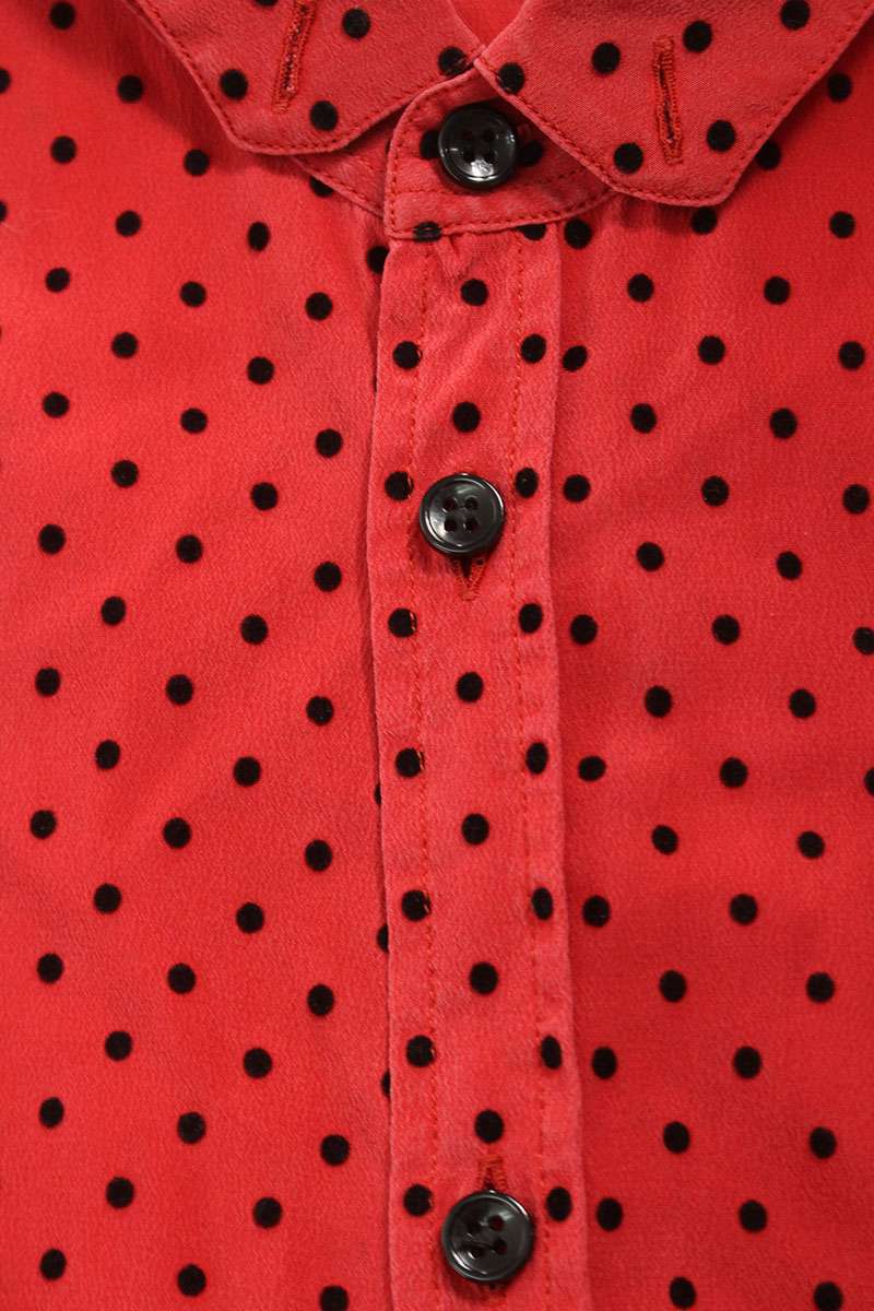 Saint Laurent Paris Silk Long Sleeve Shirt Red Size XS