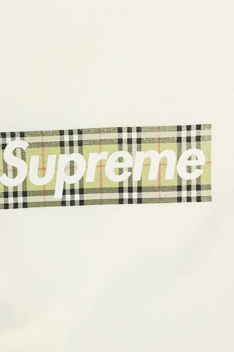 Supreme Burberry Box Logo Tee Logo T-Shirt White Size L