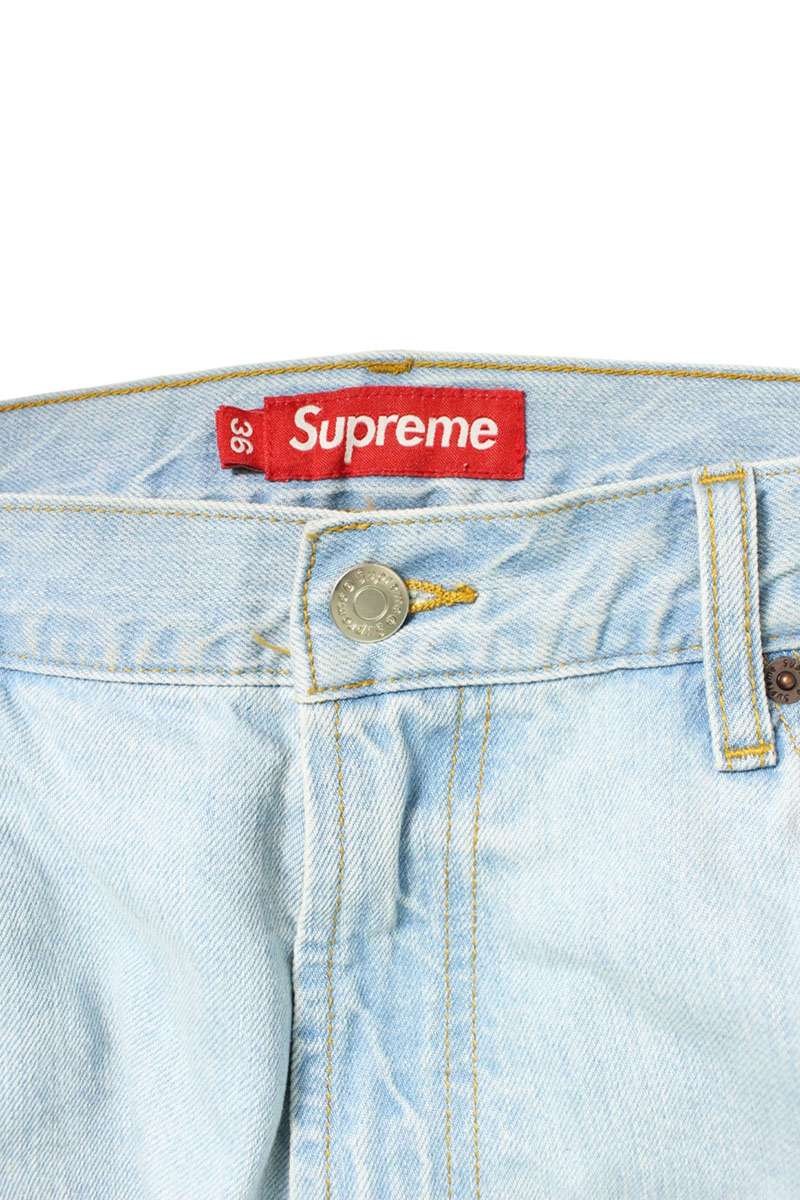 Supreme Baggy Jean Classic Logo Denim Pants Blue Size 36