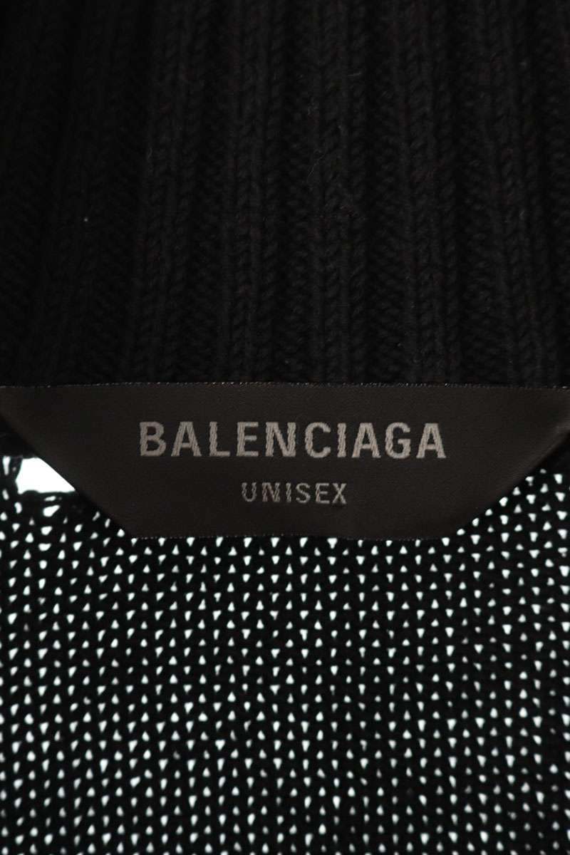 BALENCIAGA Y2K Damaged Knit Zip-Up Cardigan Black Size S