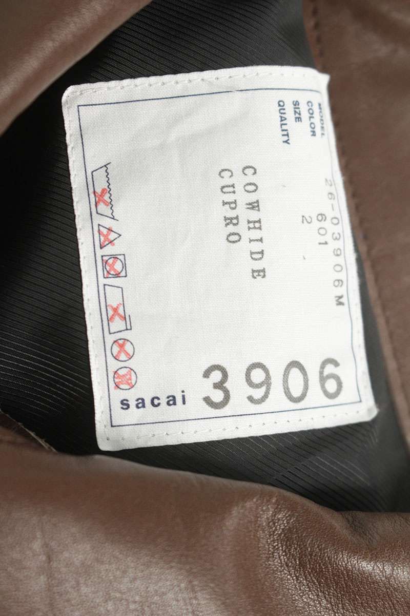 Sacai 26SS Leather Jacket Brown Size M