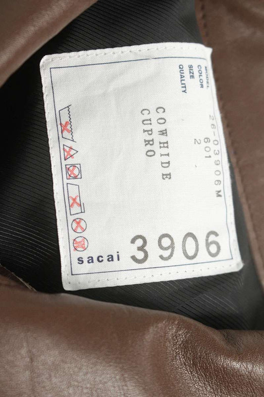 Sacai 26SS Leather Jacket Brown Size M