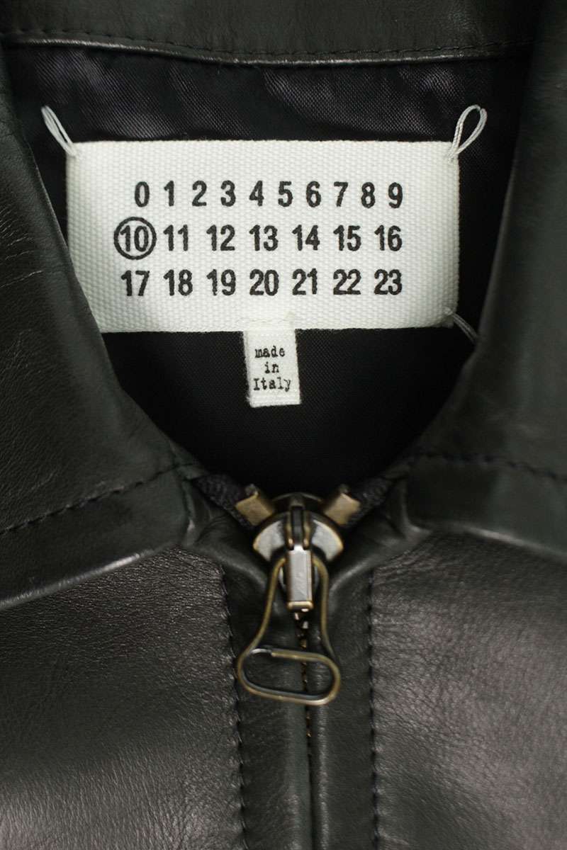 Maison Margiela 21AW Leather Jacket Black x Green Size 44