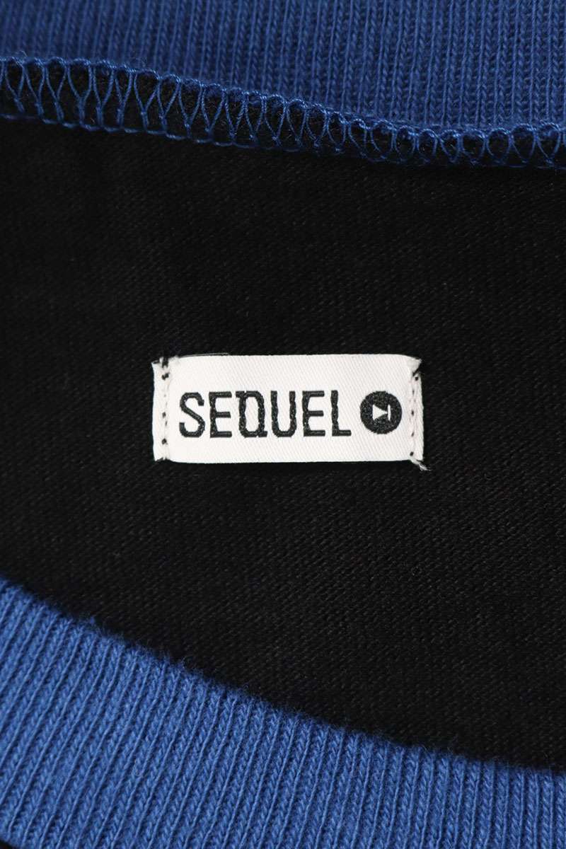 SEQUEL Logo Print Long Sleeve T-Shirt Black x Blue Size XL