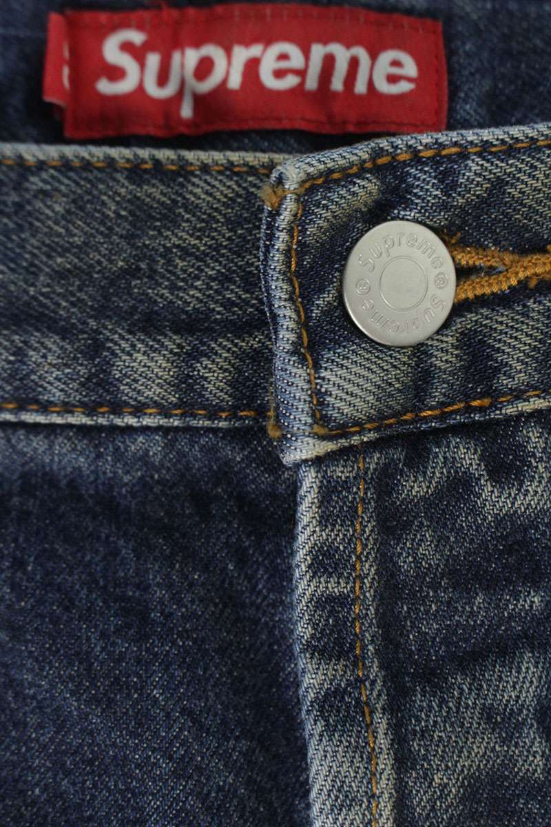 Supreme 25AW Distressed Loose Fit Selvedge Jean Denim Pants Blue Size 36