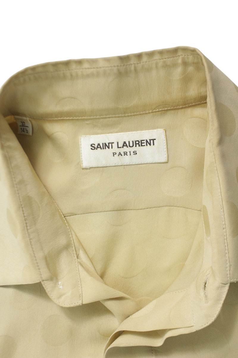 Saint Laurent Paris Silk Long Sleeve Shirt Beige Size XS