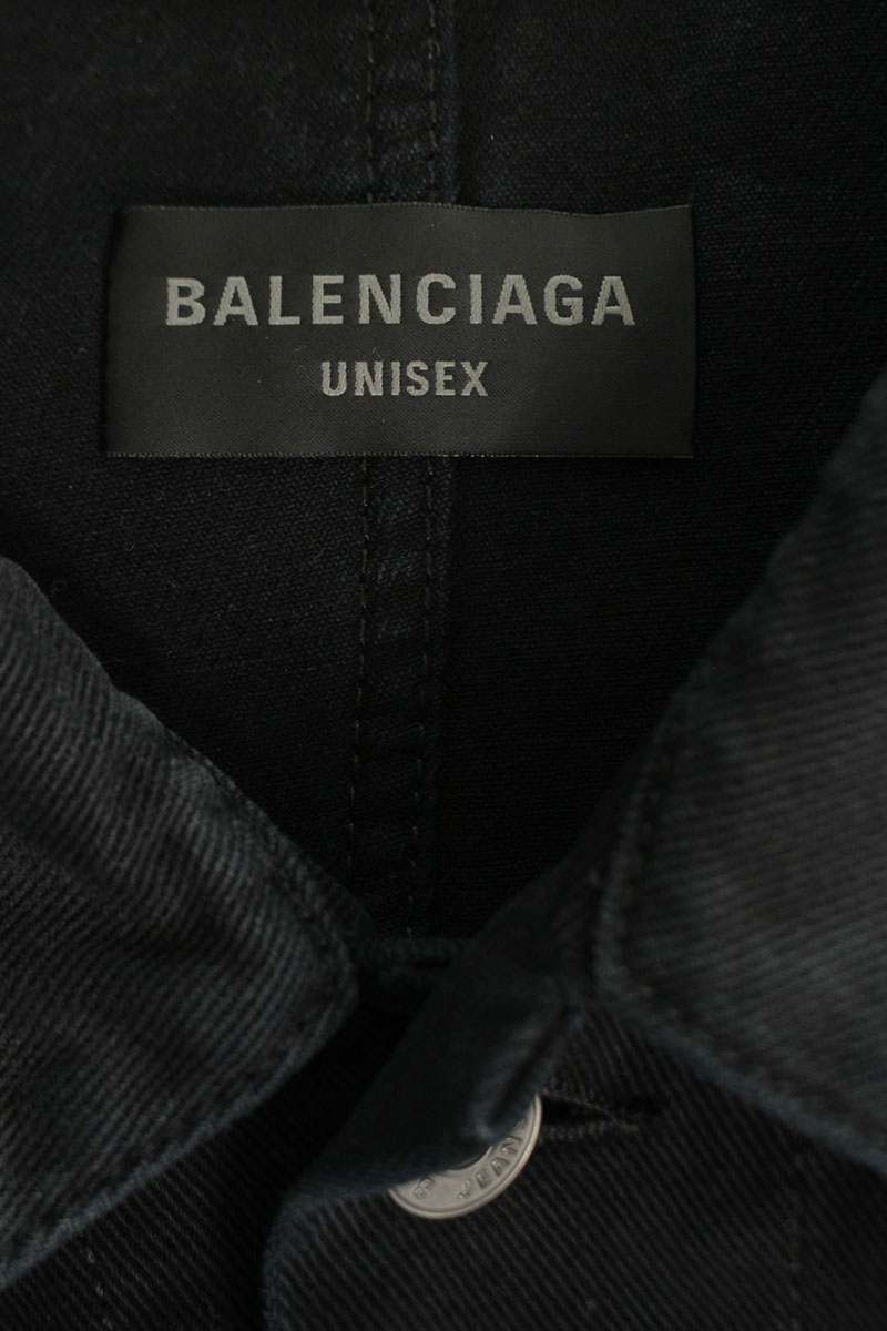 Balenciaga 23AW Washed Reconstructed Denim Jacket Black Size S