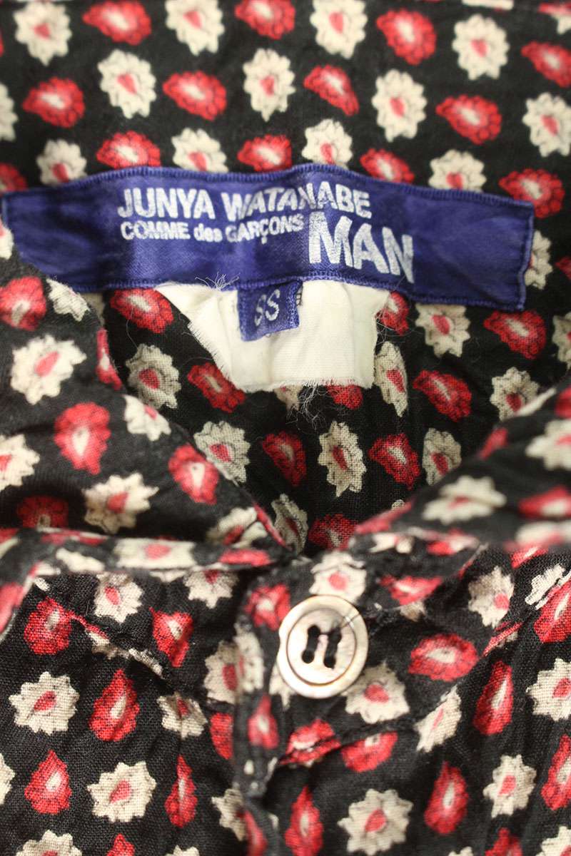 Comme des Garcons Junya Watanabe AD2007 Short Sleeve Shirt Black x Red Size SS