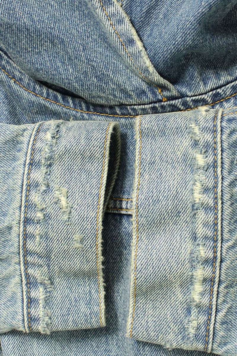 Balenciaga 22AW Pullover Hooded Denim Hoodie Blue Size M