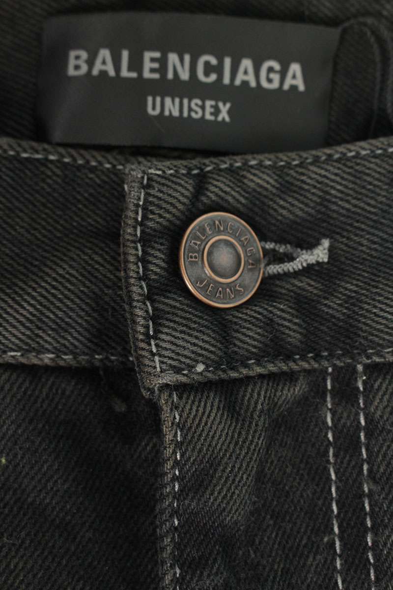 BALENCIAGA Distressed Low-Waist Jeans Black Size 32