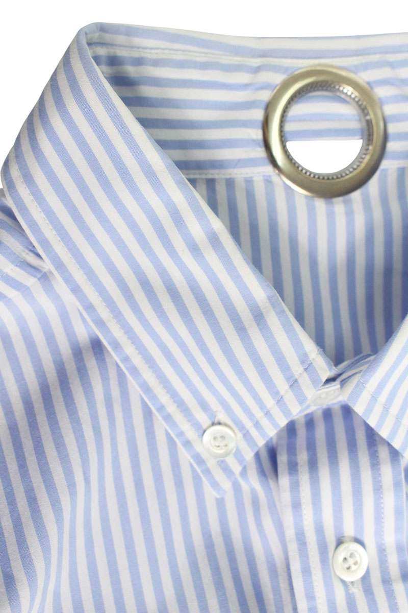 Vetements Down Striped Print Long Sleeve Shirt Blue x White Size XS