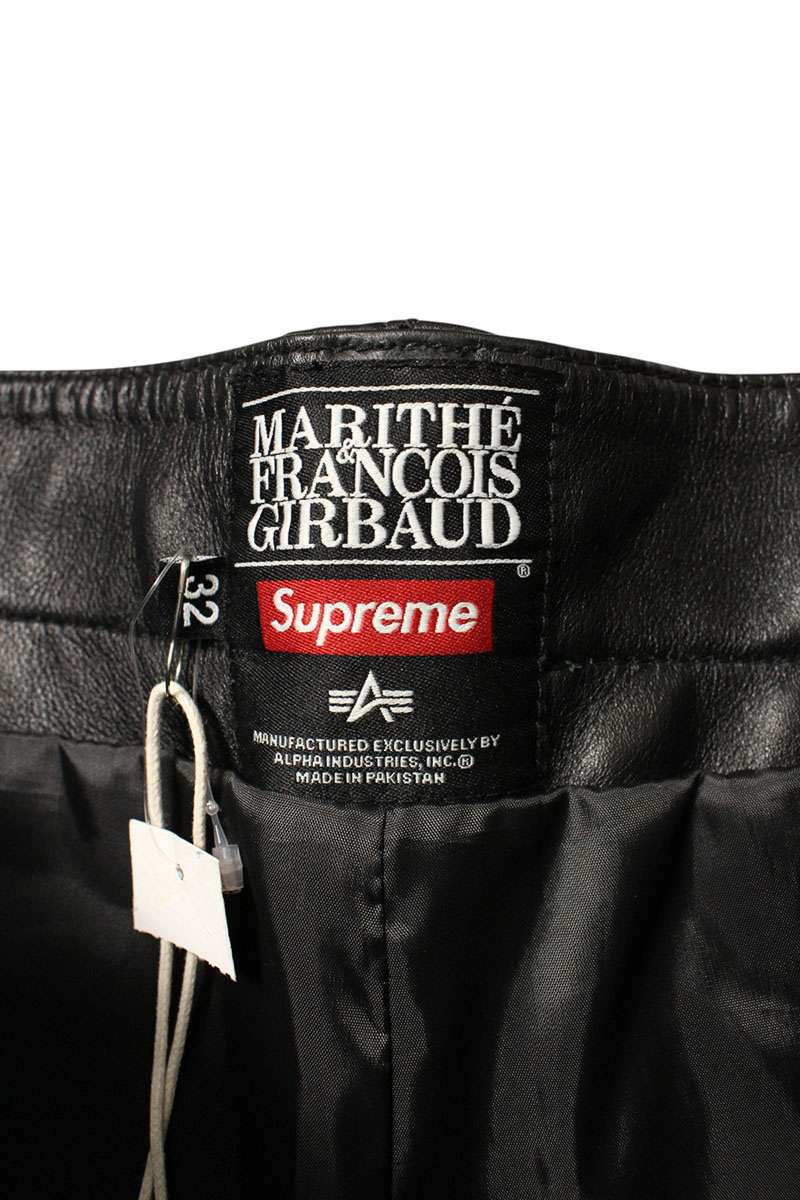Supreme x FRANCOIS GIRBAUD 25SS Shuttle Tape Leather Cargo Pant Black Size 32