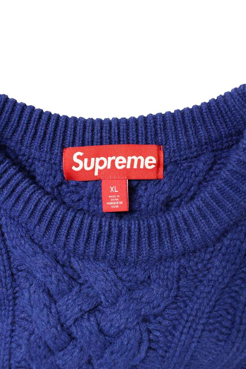Supreme 23AW Applique Cable Knit Sweater Blue Size XL