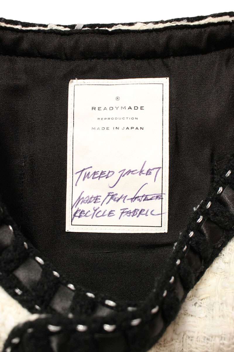 READYMADE Collarless Jacket White x Black Size M