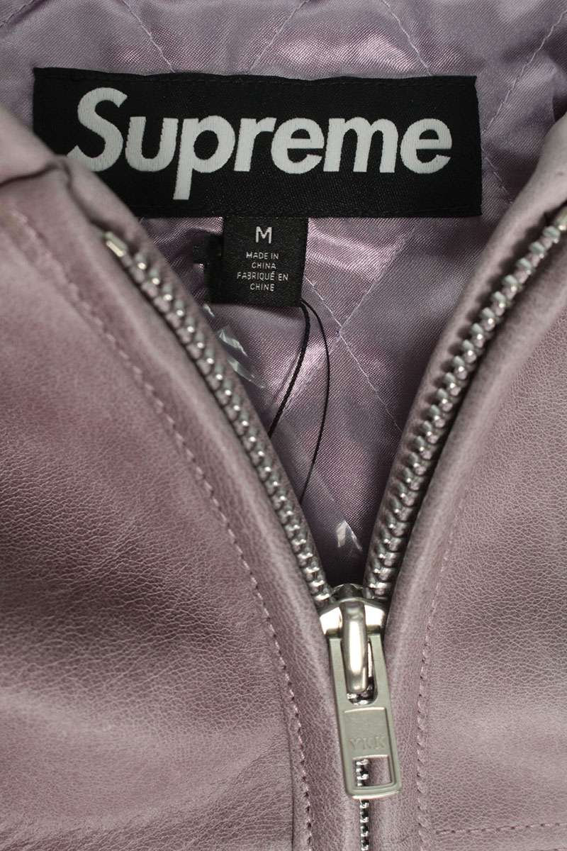 Supreme Studded Hooded Leather Jacket Blouson Pink Size M