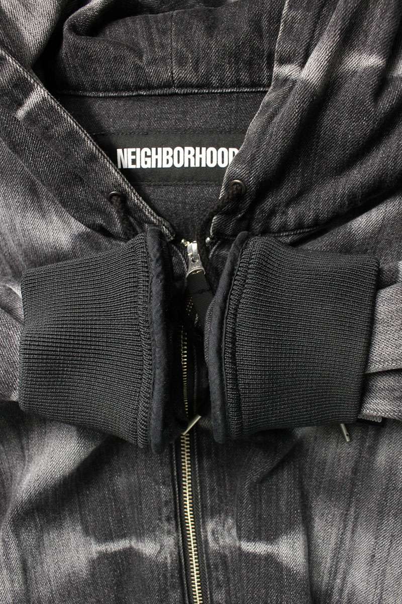 Neighborhood Tie Dye Denim Zip Up Hoodie Black Size L