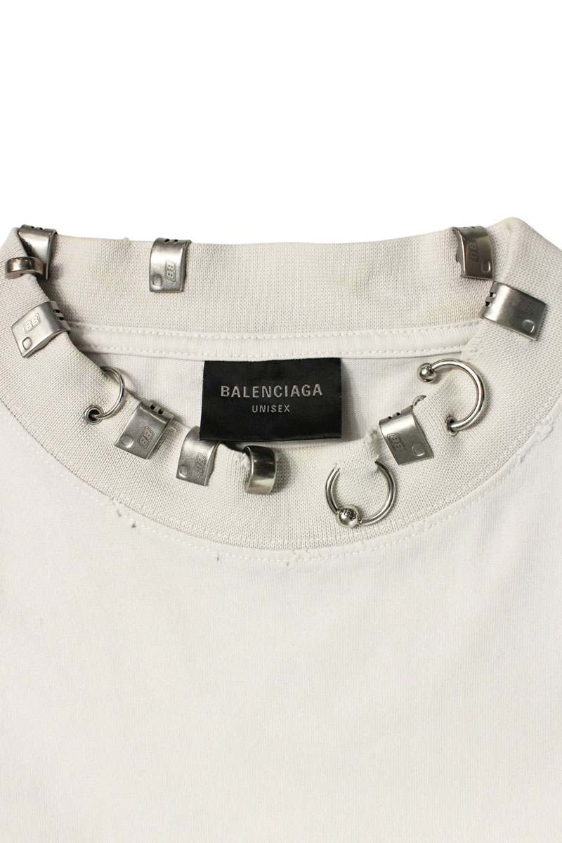 Balenciaga Distressed Crewneck T-Shirt Gray x Silver Size 3