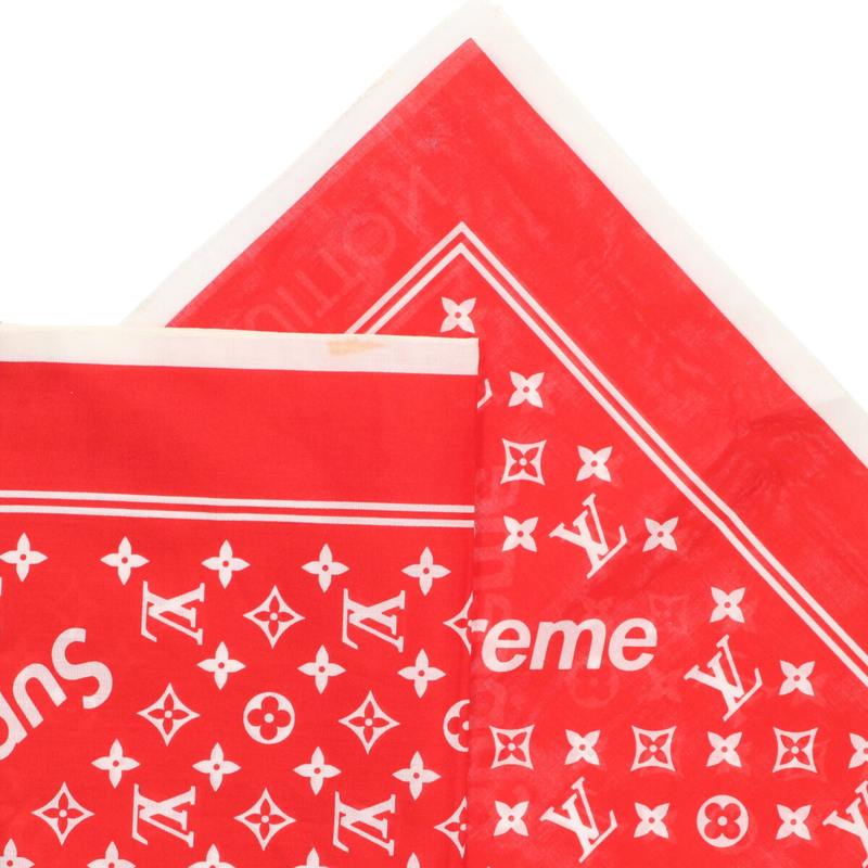 Supreme 17AW Louis Vuitton Monogram Scarf Red One Size