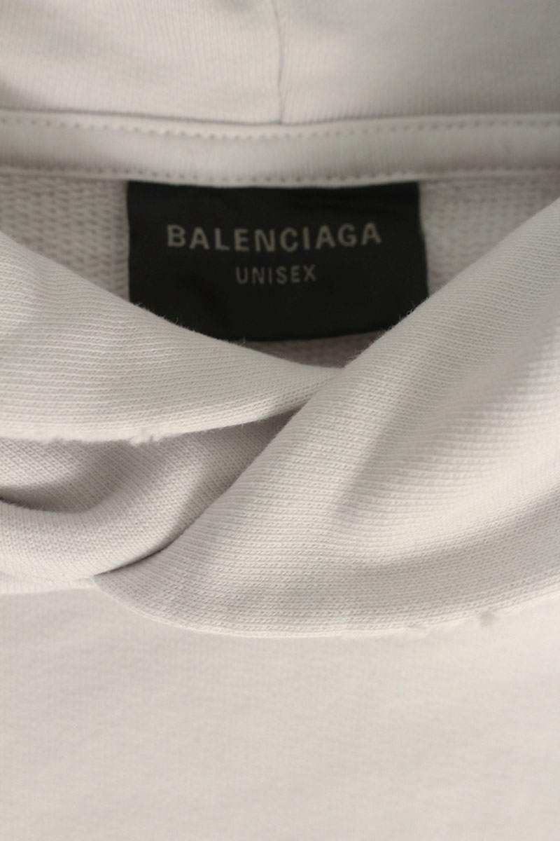 Balenciaga TAPE Type Distressed Hoodie White Size S