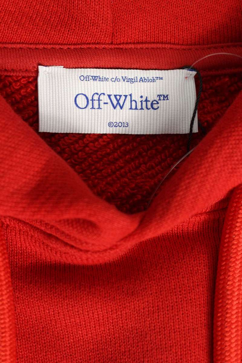 Off-White Embroidered Pullover Hoodie Red Size M