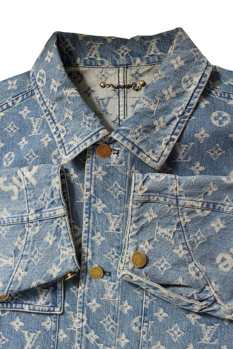 SUPREME LOUISVUITTON 17AW Jacquard Denim Coat Size L