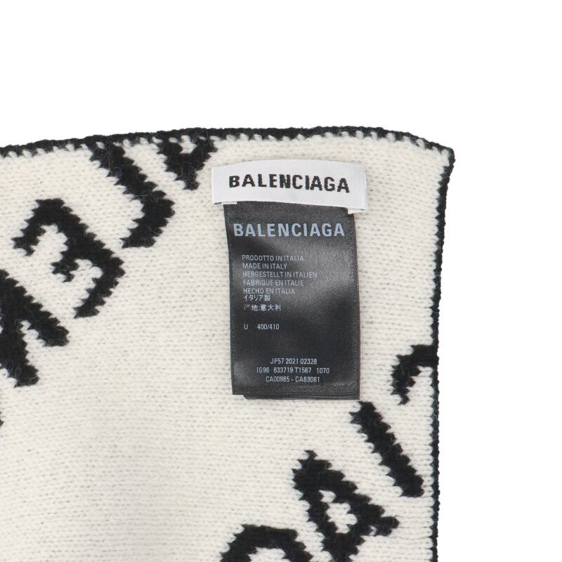 Balenciaga Logo Scarf Black x White