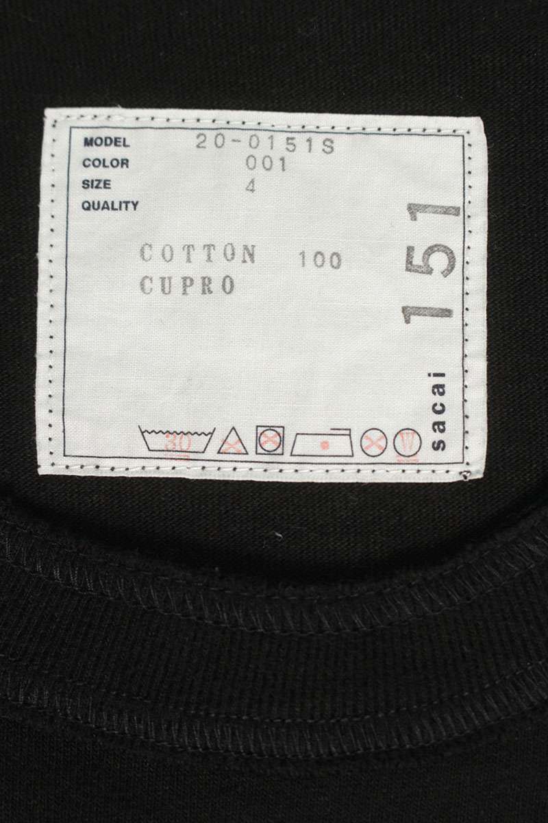 Sacai Logo Embroidered T-Shirt Black Size XL