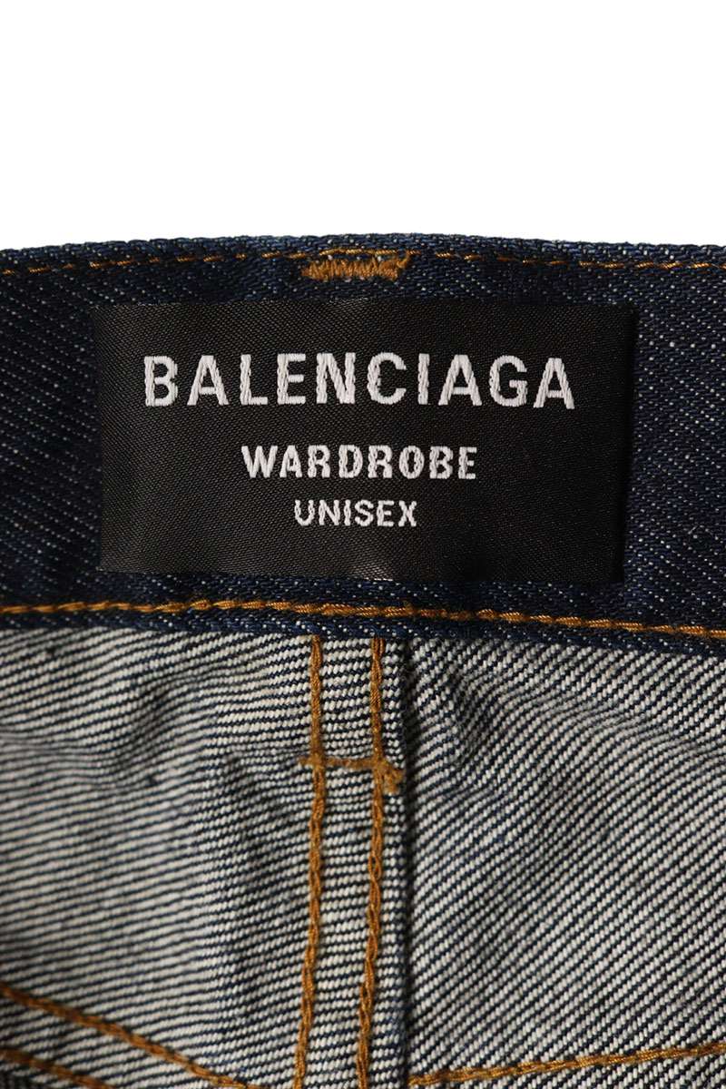 Balenciaga 22AW Distressed Denim Pants Blue Size 28