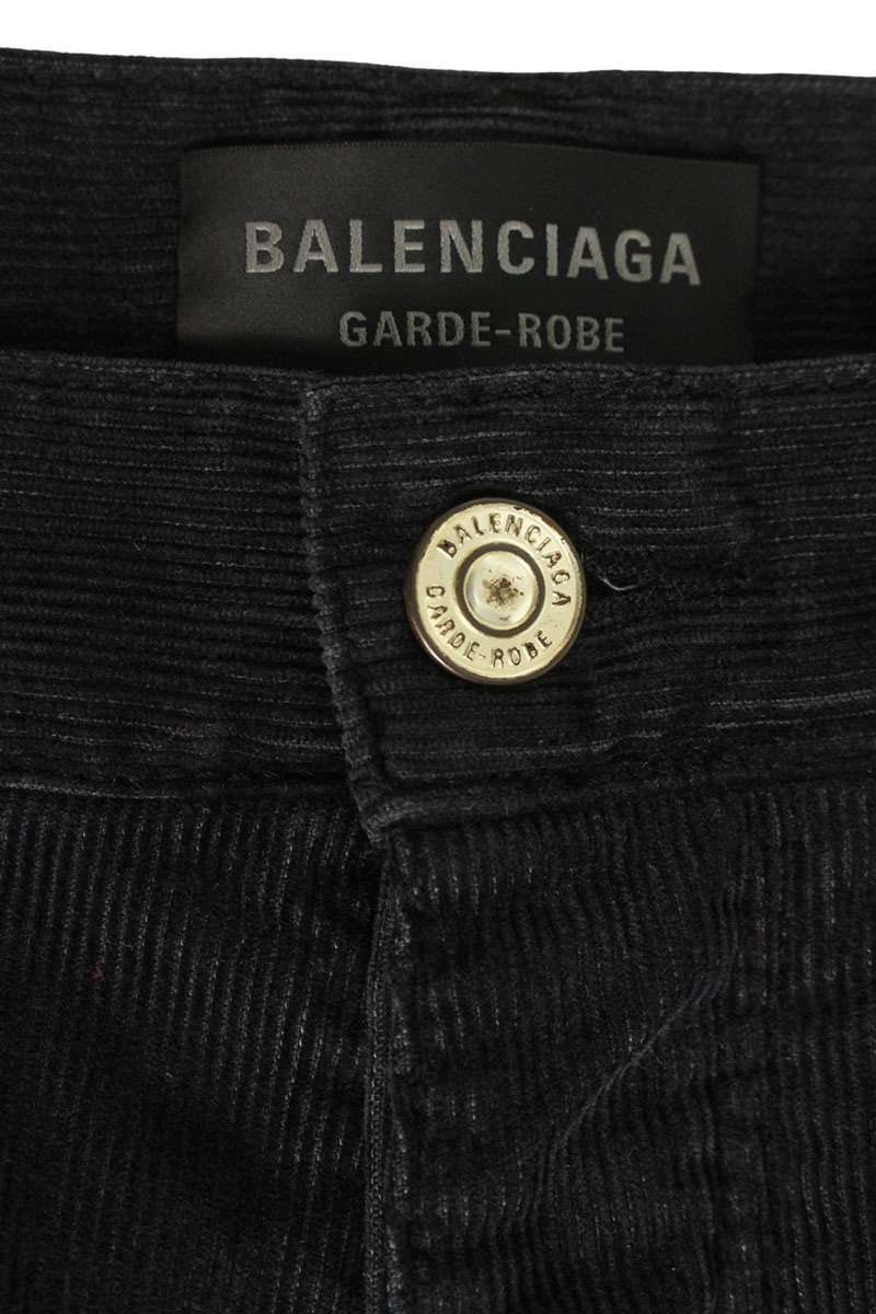 BALENCIAGA Corduroy Wide Long Pants Black Size 28