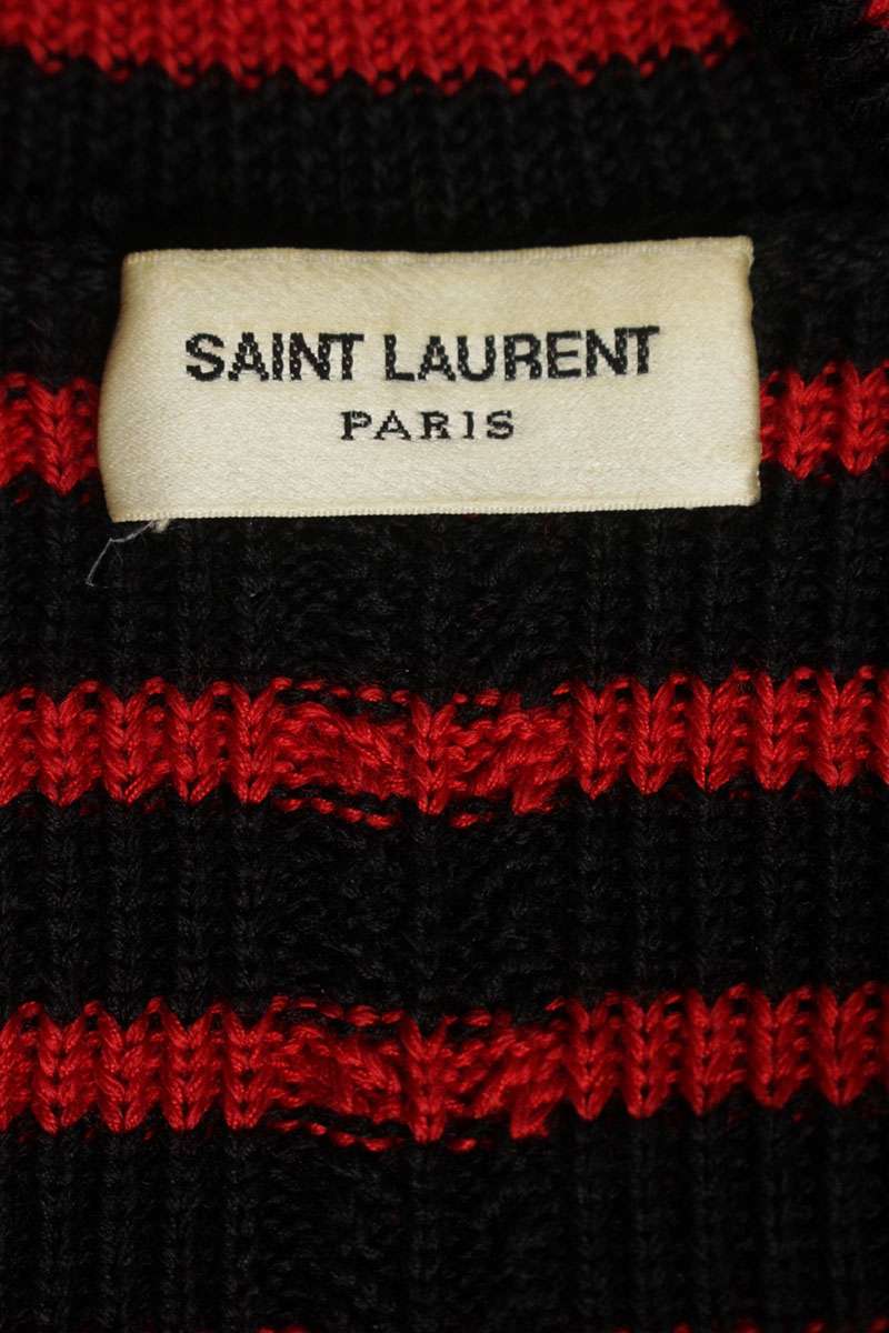 Saint Laurent Paris 15AW Boarder Knit Sweater Black x Red Size S