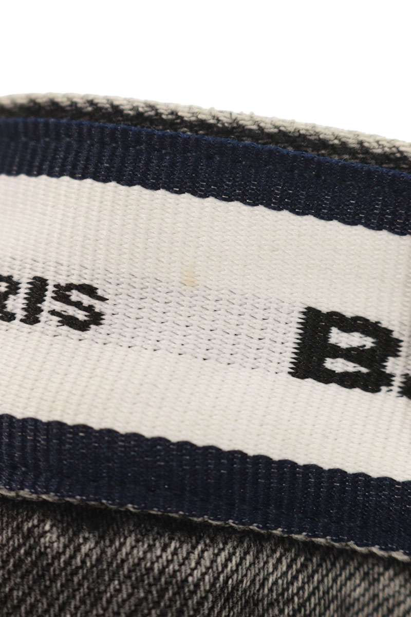 Balenciaga 21SS Waist Logo Well-Washed Denim Pants Gray Size XS