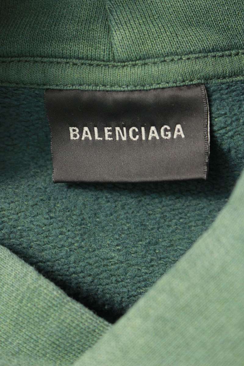 Balenciaga 25AW Numbering Patchwork Pullover Hoodie Green Size S