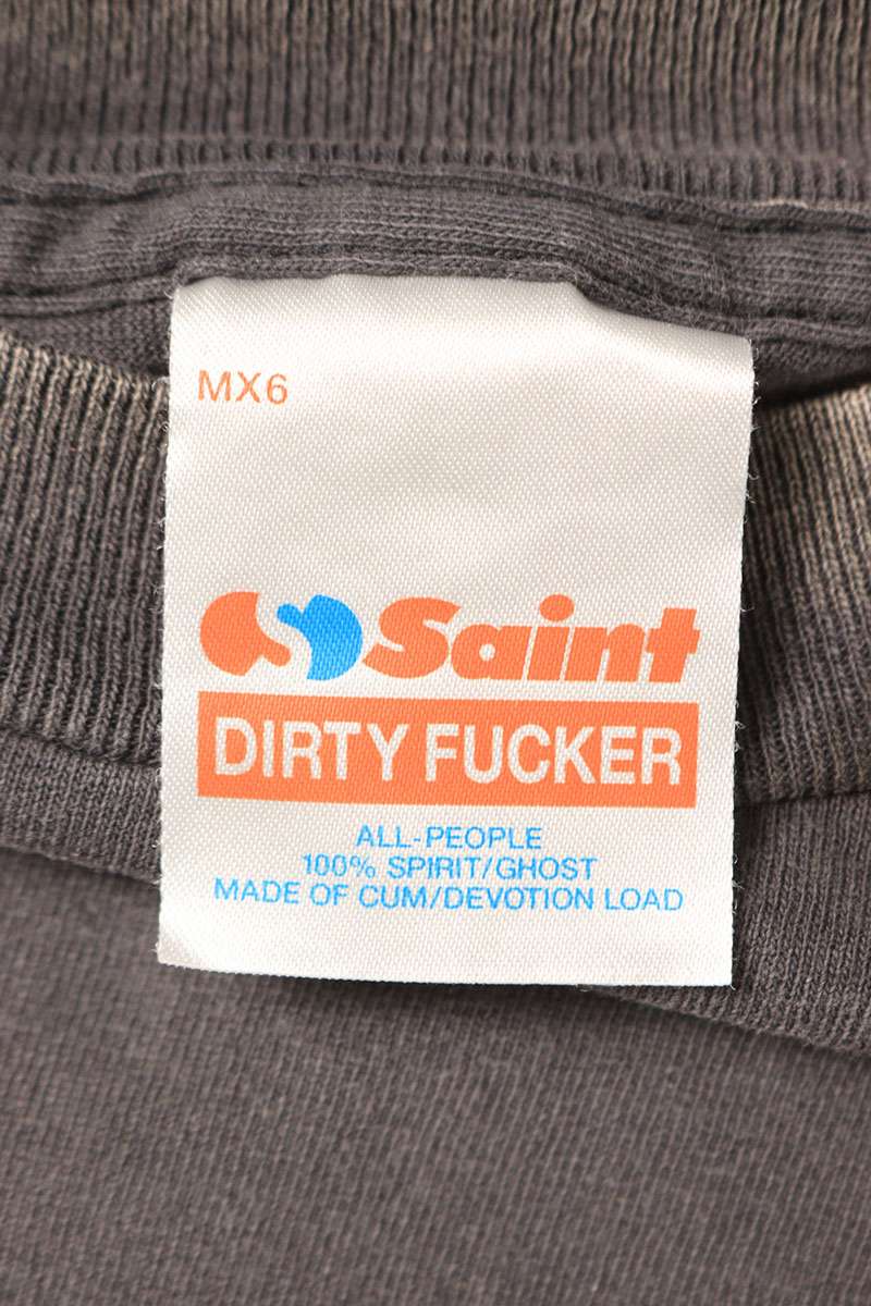 Saint Michael 25SS LOVE Print T-Shirt Gray x Pink Size L