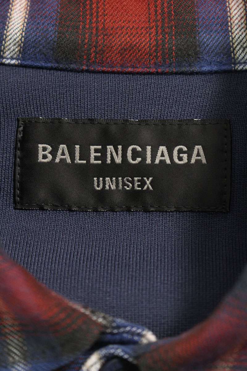 Balenciaga Oversized Long Sleeve Shirt Red x Blue Size 4