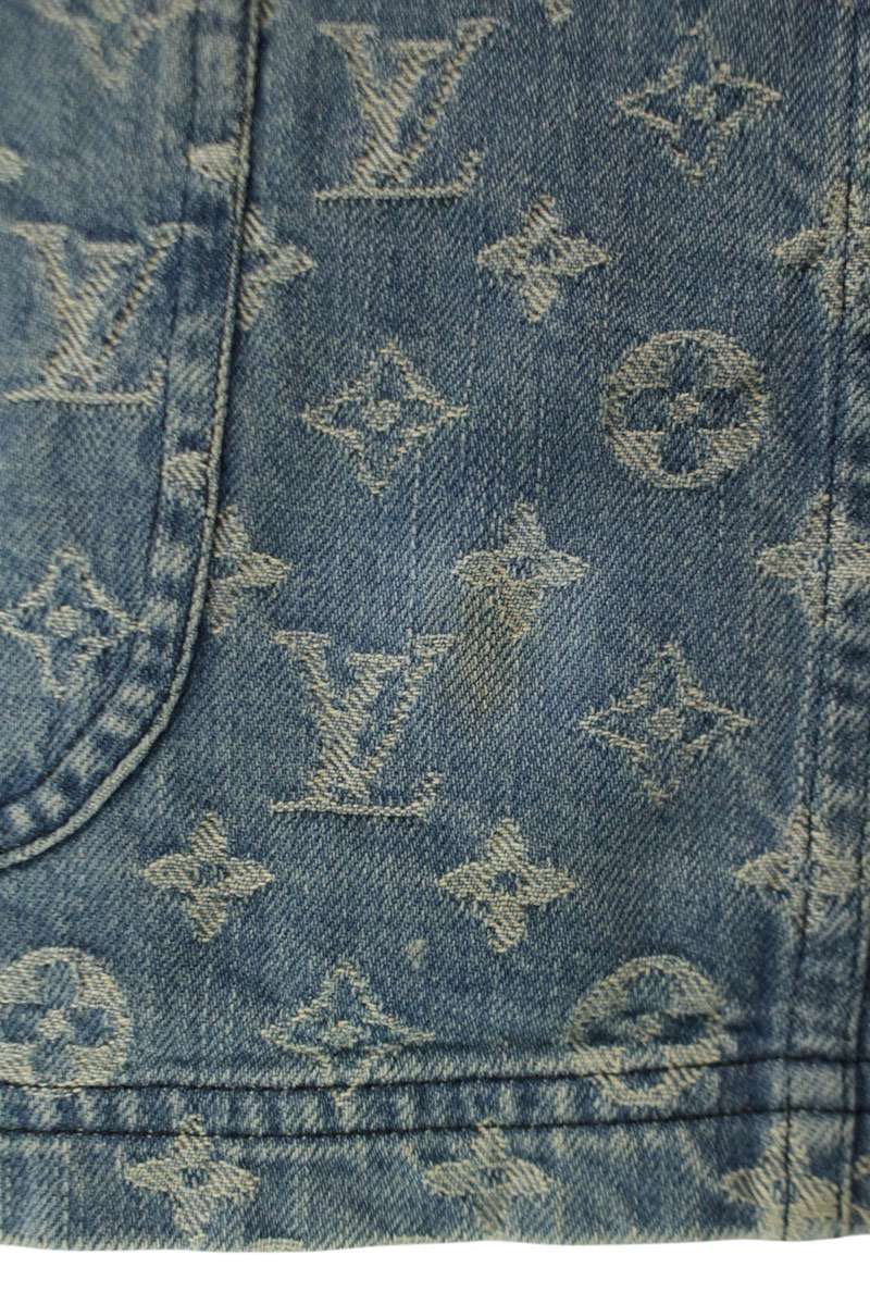 Supreme x Louis Vuitton 17AW LV Jacquard Denim Chore Coat Jacket Blue Size M
