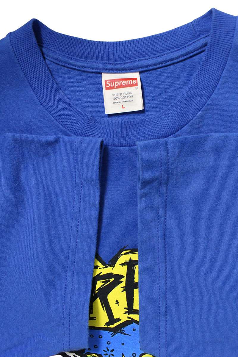 Supreme Front Print T-Shirt Blue Size L