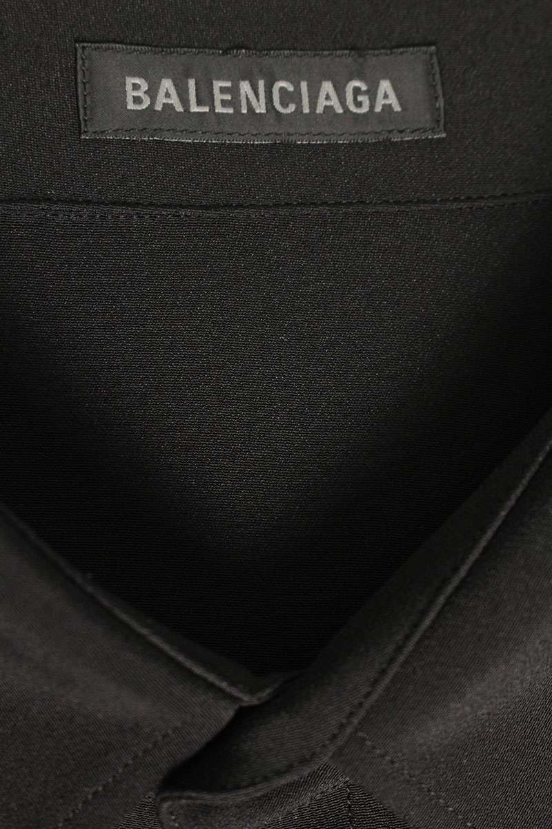 Balenciaga Rhinestone Logo Long Sleeve Shirt Black Size XS