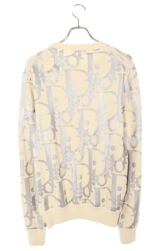 Dior 21SS All-Over Print Knit Sweater White x Silver Size M
