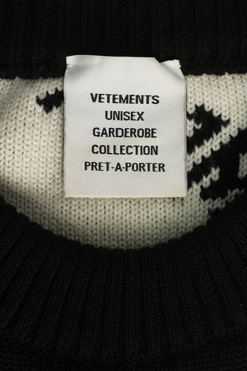 Vetements Logo Knit Sweater Black x White Size S