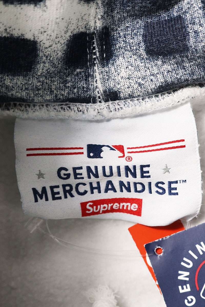 Supreme 21AW New York Yankees Airbrush Hooded Sweatshirt Blue Size XXS