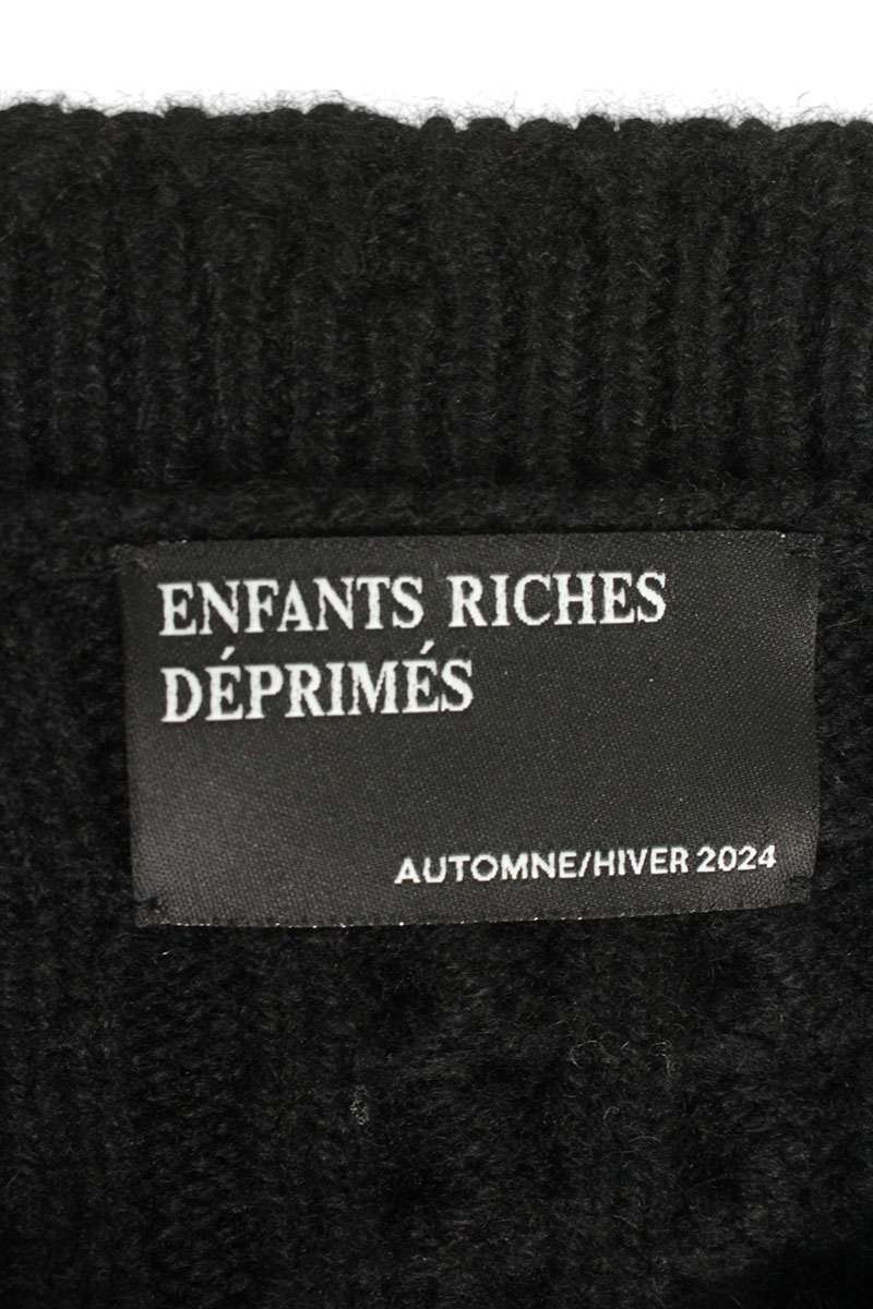 Vintage Enfants Riches Deprimes Tops - ENFANTS RICHES DEPRIMES COLLEGIATE STRIPES ASYMMETRICAL SWEATER cashmere Black Size L - Authentic Archive