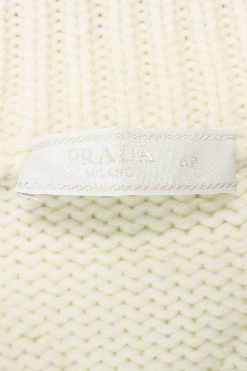 Prada V-Neck Cashmere Knit Sweater White Size M