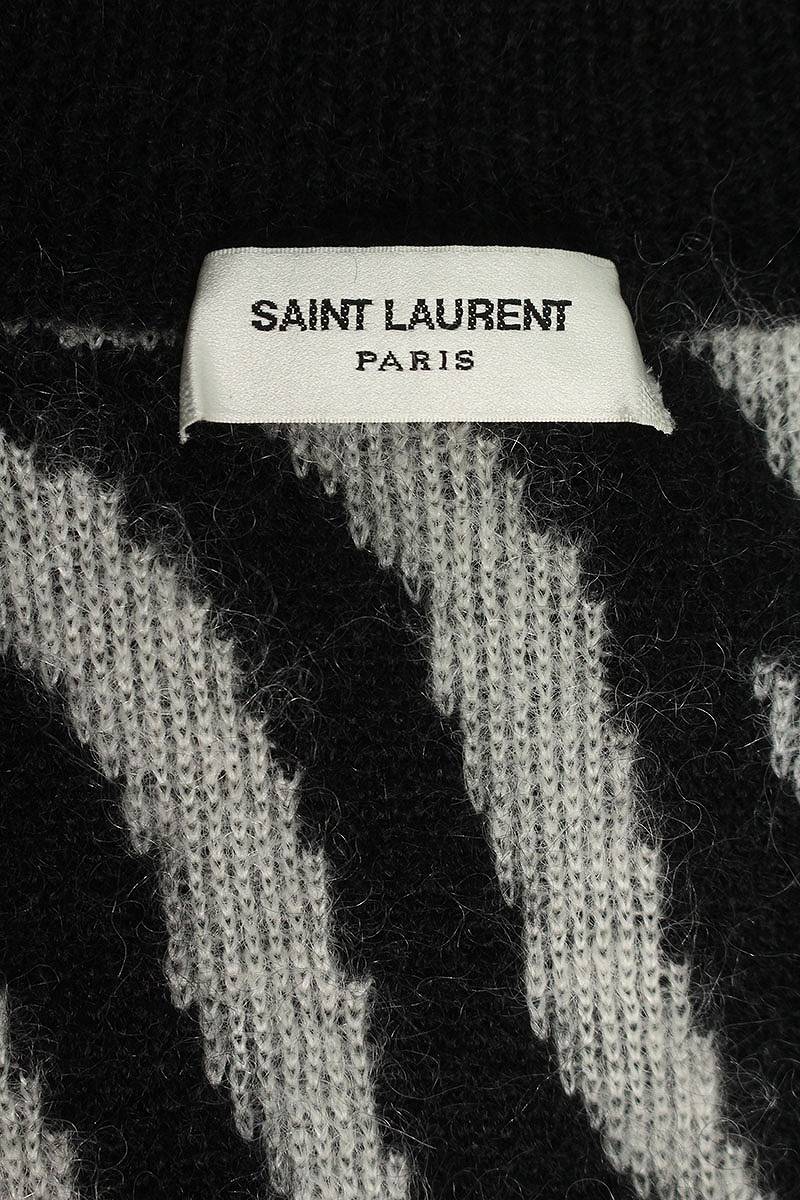 Saint Laurent Paris Knit Cardigan Black x White Size L
