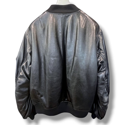 PRADA Nappa Leather MA-1 Bomber Jacket Black Size 50