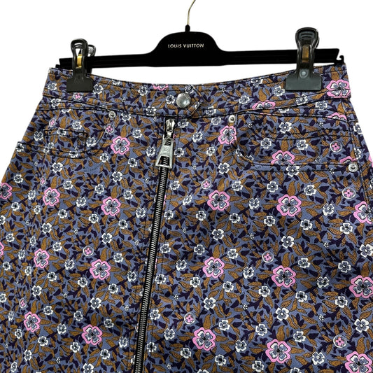 LOUIS VUITTON Floral Print Cotton Blend Mini Skirt Size 40